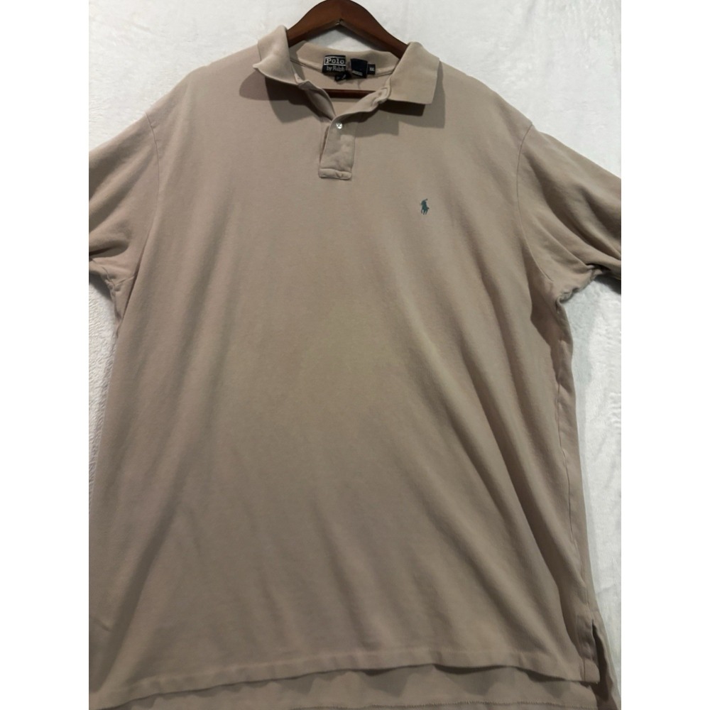 Vintage Polo Ralph Lauren Mens XXL Classic Tan Polo Shirt Short Sleeve Khaki